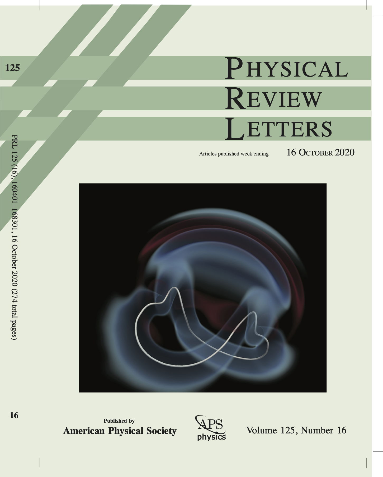 Physical Review Letters cover, Volume 125, Issue 16